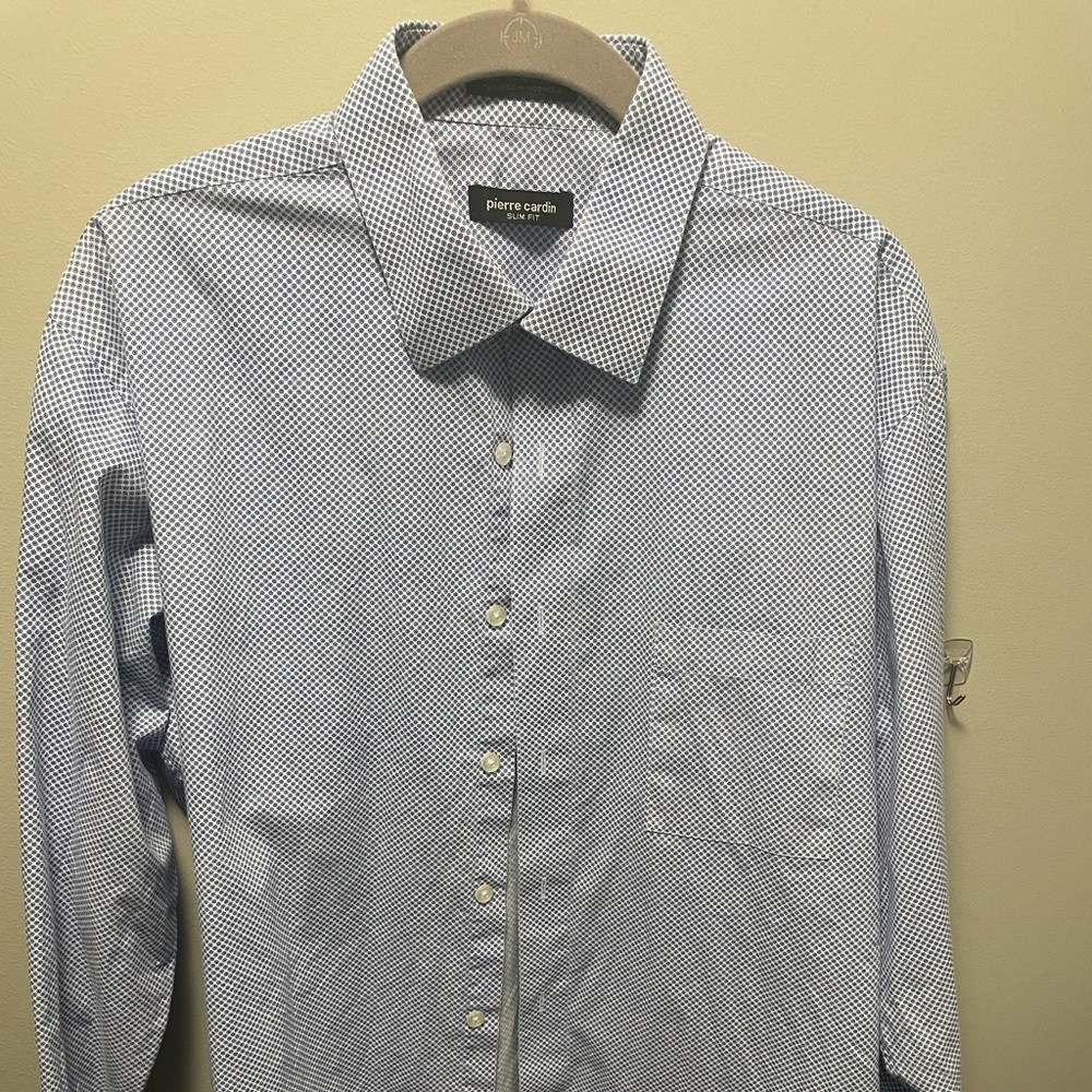 Pierre Cardin slim fit blue patterned dress shirt